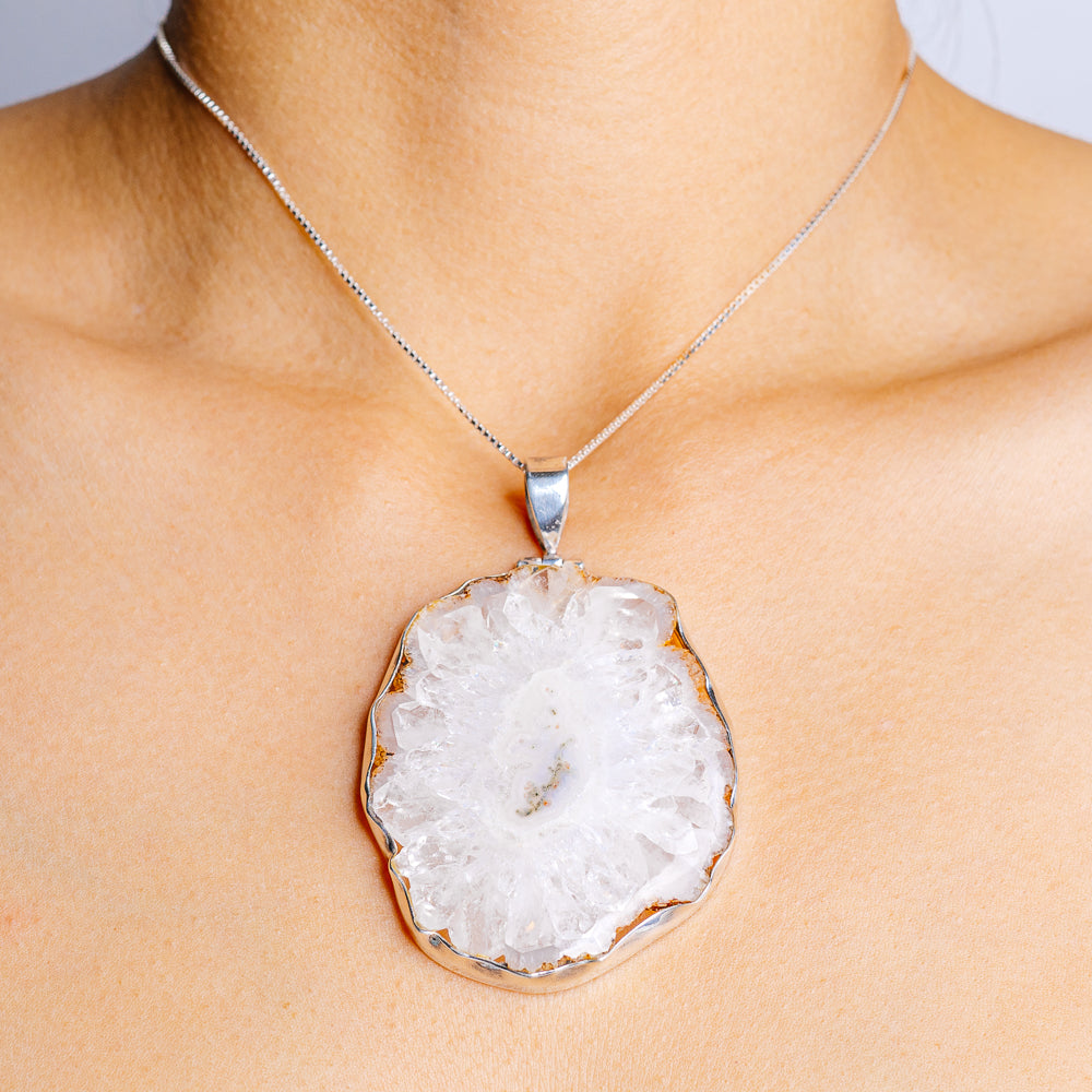 Large Solar Quartz Pendant 2 7/8" (.925 Sterling Silver)