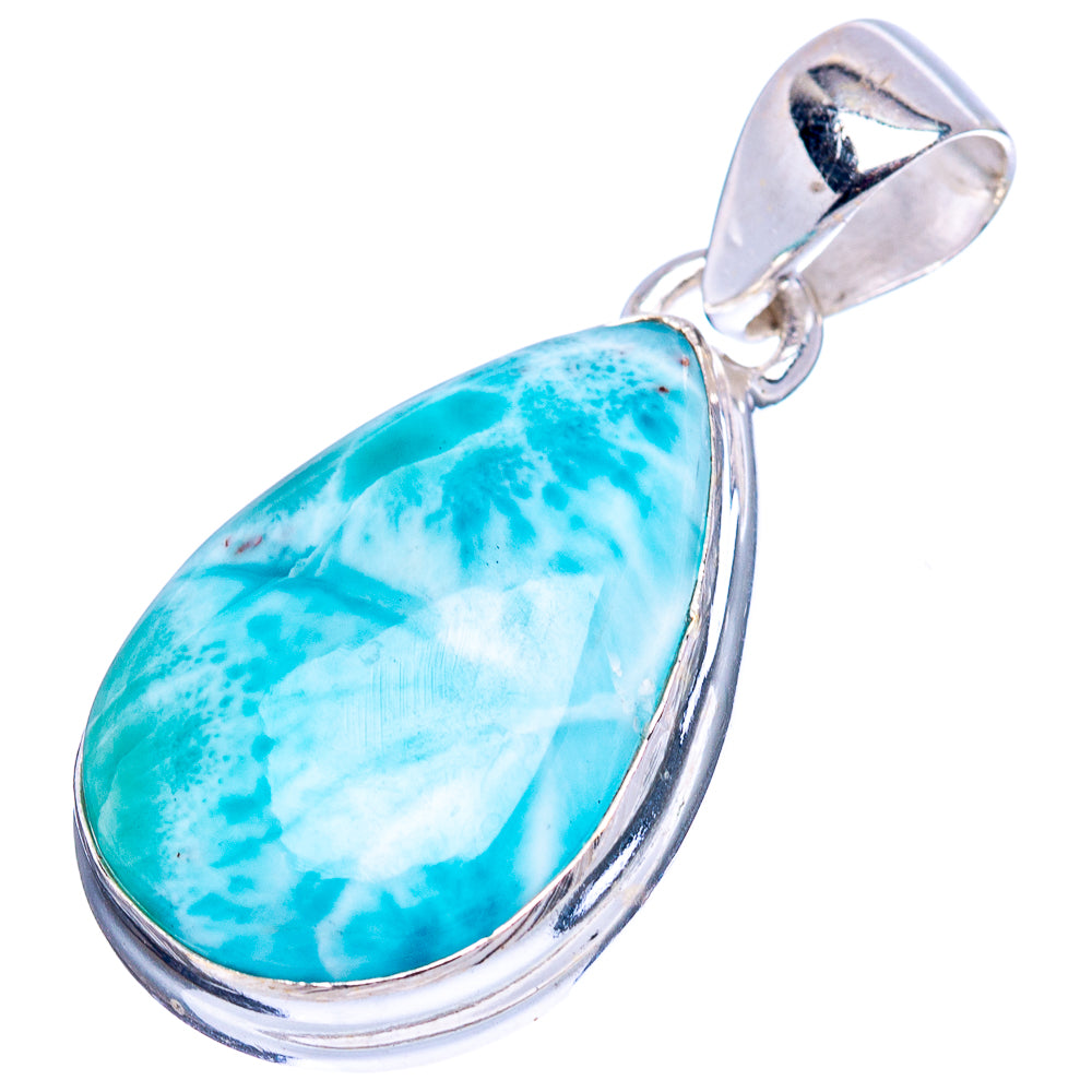 Rare Larimar Pendant 1 1/4" (.925 Sterling Silver)