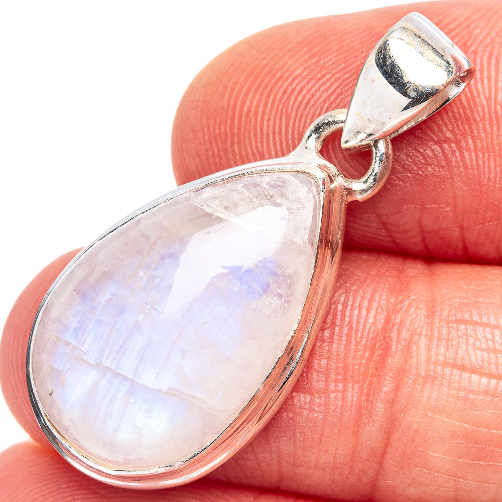 Rainbow Moonstone Pendant 1 3/8" (.925 Sterling Silver)