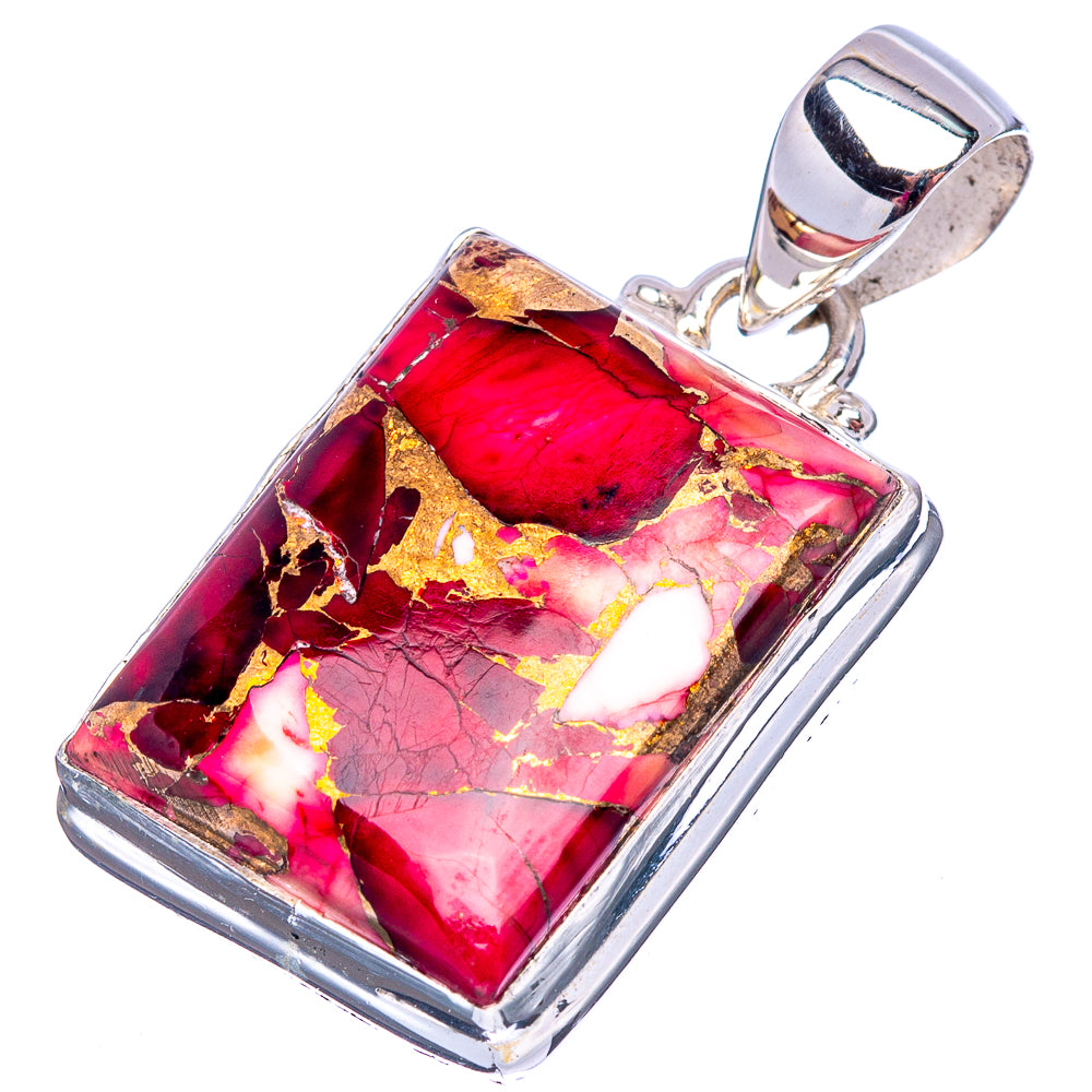 Red Dahlia Mohave Turquoise Pendant 1 1/4" (.925 Sterling Silver)