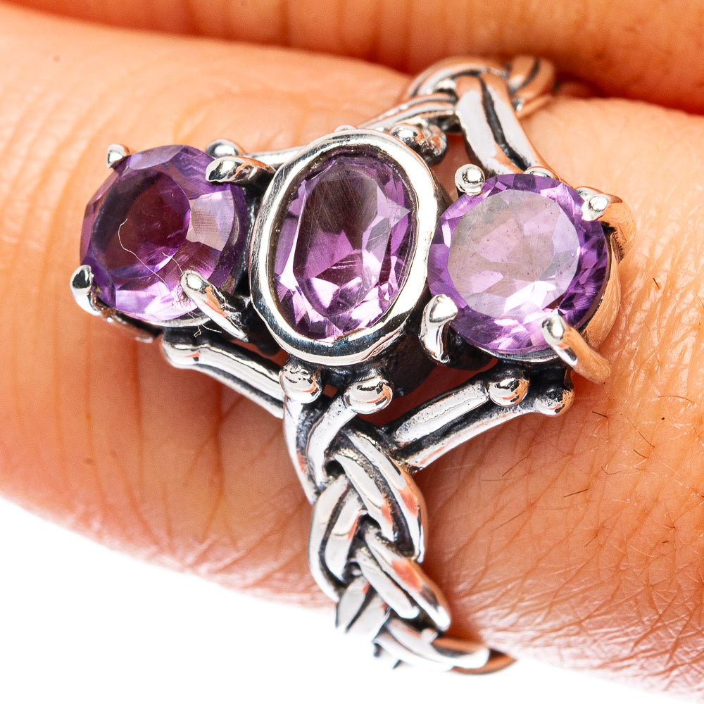 Faceted Amethyst Ring Size 8.75 (925 Sterling Silver) R3404