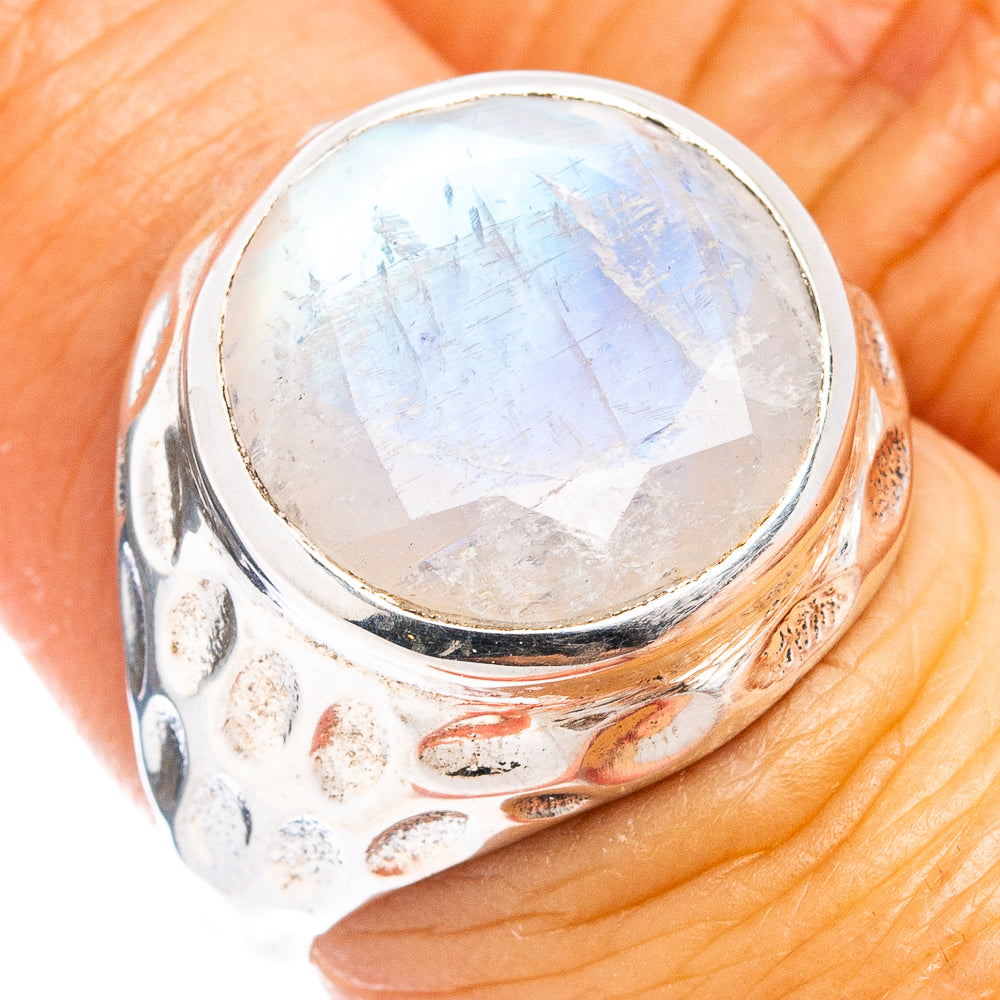 (Classic Series) Rainbow Moonstone Ring Size 6.25 (.925 Sterling Silver)