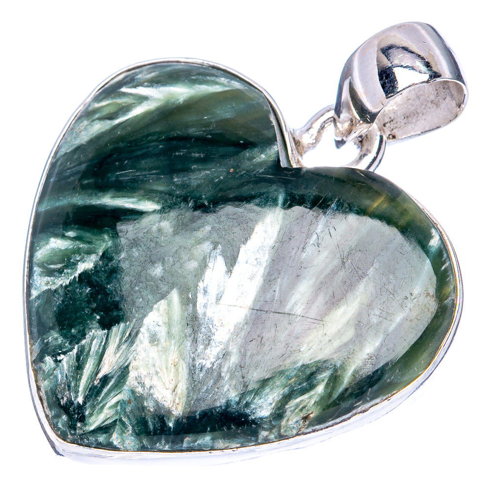 Seraphinite Heart Pendant 1 1/4" (925 Sterling Silver) P42069