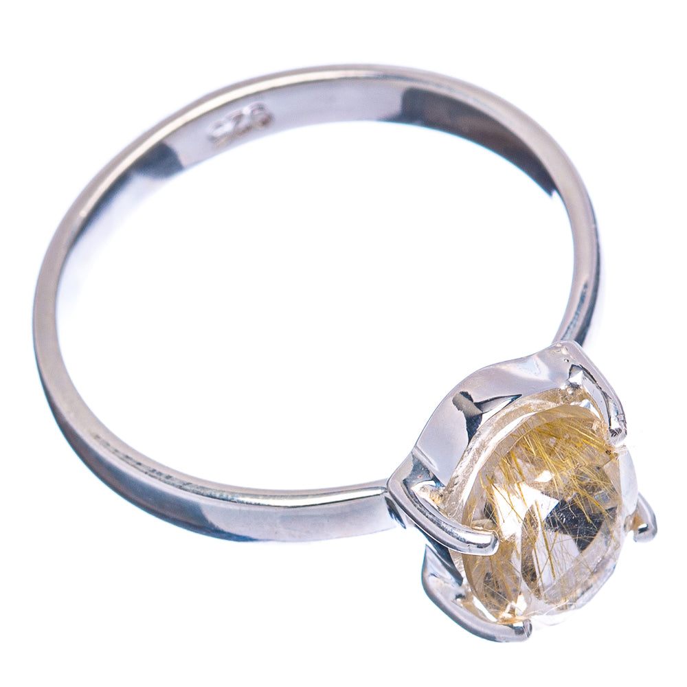 Rutilated Quartz Ring Size 8 (.925 Sterling Silver)