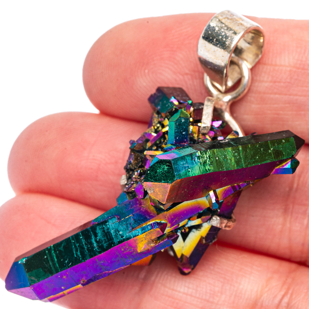Titanium Sunshine Druzy Pendant 2" (925 Sterling Silver) P40065