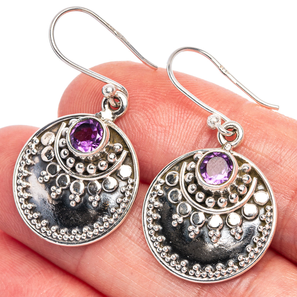 Faceted Amethyst Earrings 1 3/8" (925 Sterling Silver) E433377