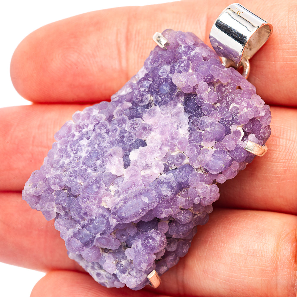 Premium Grape Agate Pendant 2" (.925 Sterling Silver)