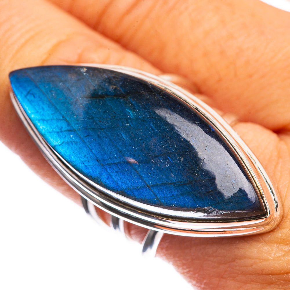 Huge Labradorite, Citrine, Peridot 925 Sterling Silver Ring Size 8.5