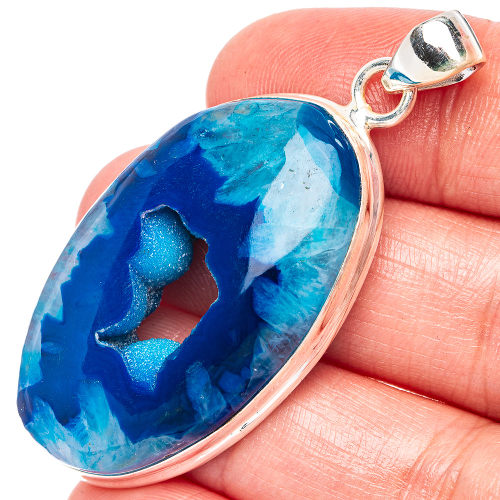 Blue Geode Slice Pendant 2 1/8" (925 Sterling Silver) P44371