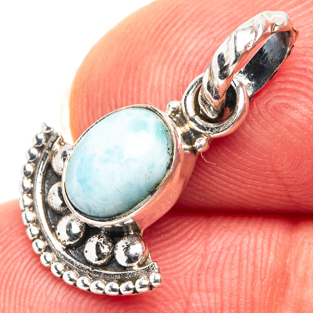 Larimar Dainty Pendant 7/8" (.925 Sterling Silver)