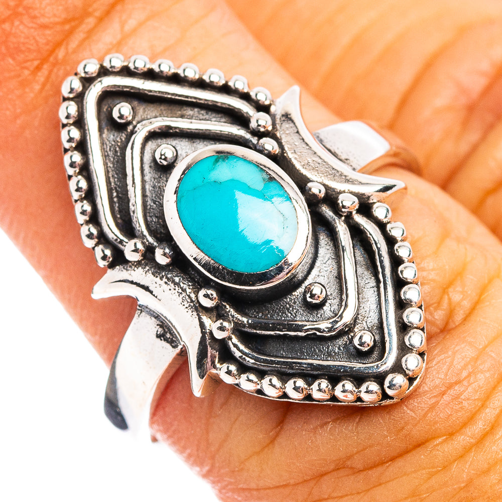 Native Style Mohave Turquoise Ring Size 7.75 (.925 Sterling Silver)