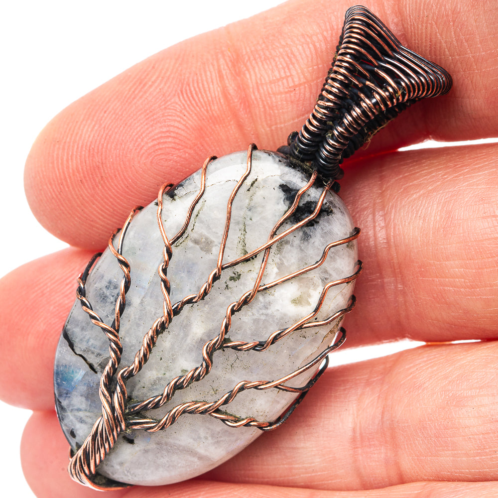 Rainbow Moonstone Tree of Life 2" (Oxidized Copper)