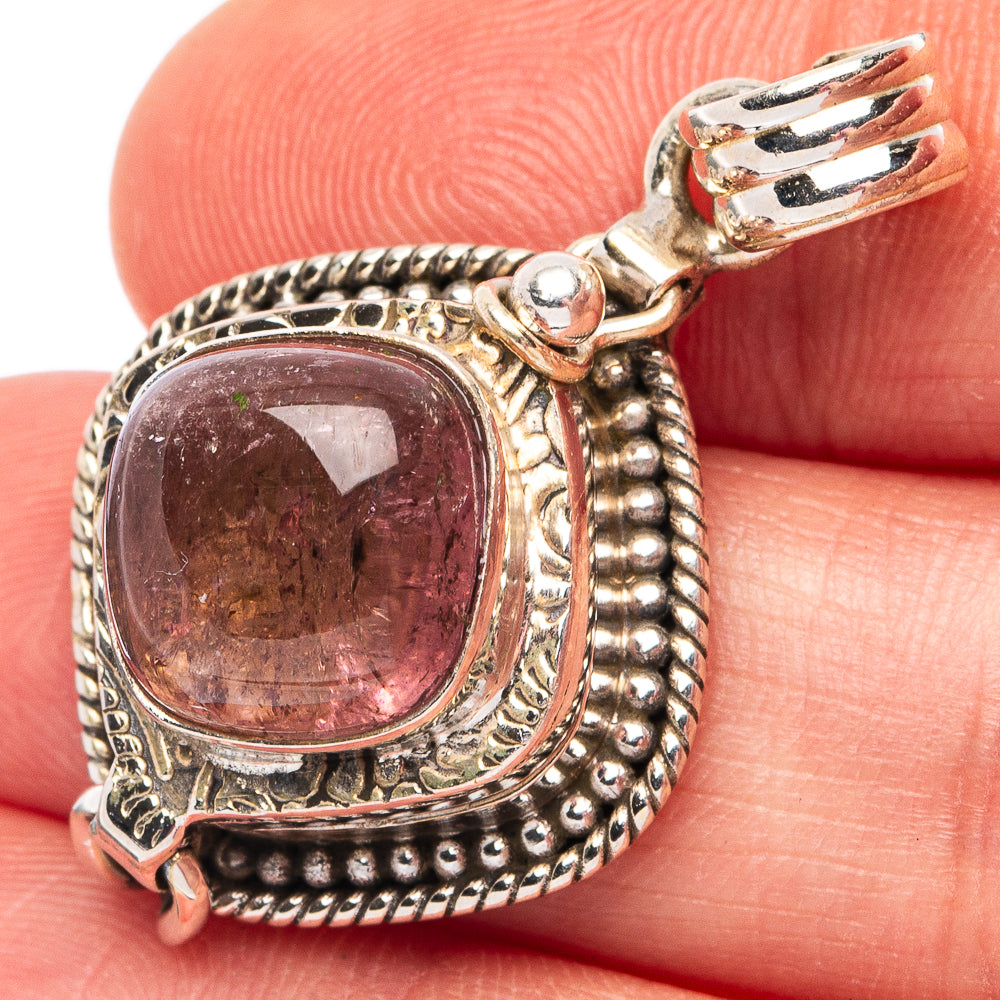Pink Tourmaline Poison 925 Sterling Silver Pendant 1 3/8" (925 Sterling Silver) P43659