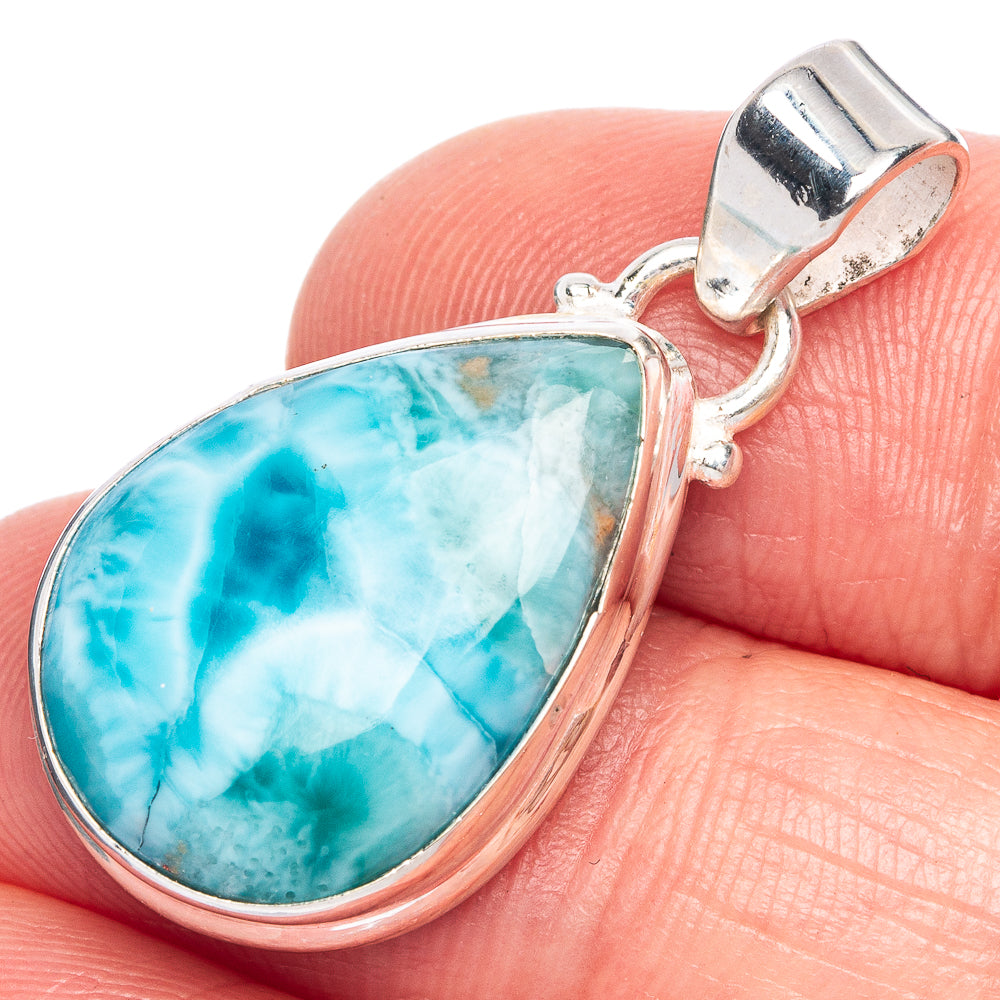 Larimar Pendant 1 1/4" (925 Sterling Silver) P40233