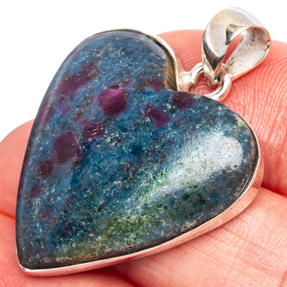 Ruby Fuchsite Heart Pendant 1 3/8" (925 Sterling Silver) P43316