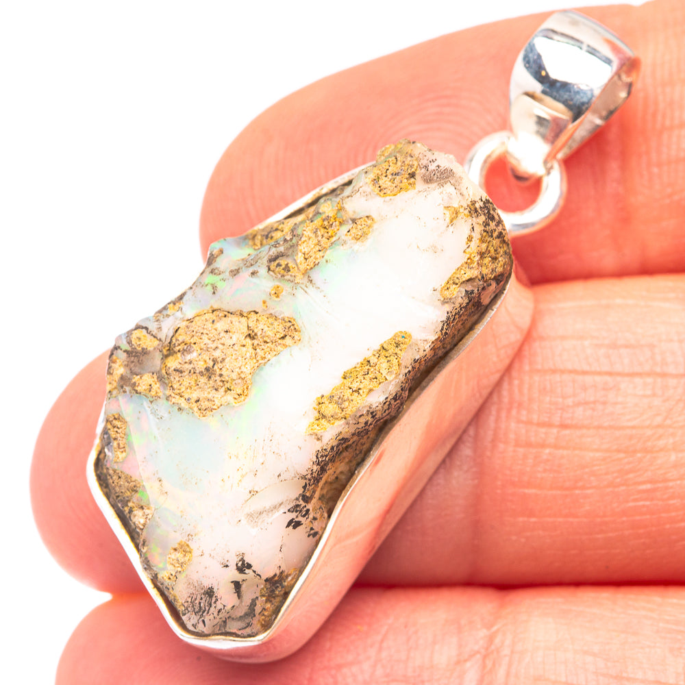 Raw Ethiopian Opal 925 Sterling Silver Pendant 1 3/8" (925 Sterling Silver) PD38628