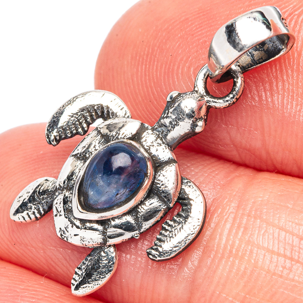 Tanzanite Seaturtle Dainty Pendant 1 1/8" (925 Sterling Silver) P43548