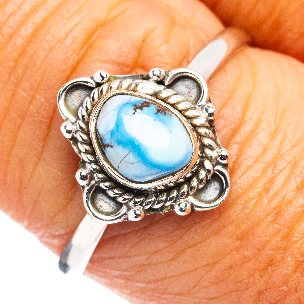 Golden Hills Turquoise Dainty Ring Size 8.75 (.925 Sterling Silver)