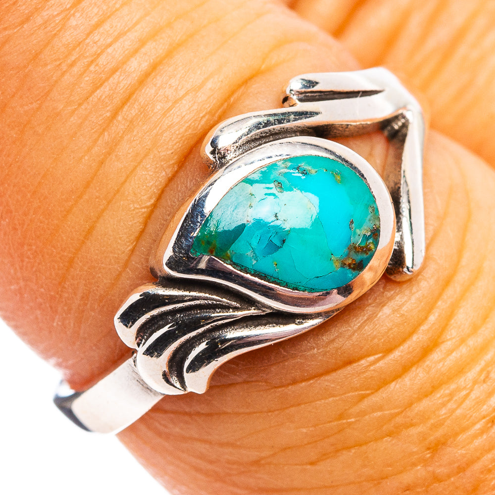 Native Style Mohave Turquoise Ring Size 7.5 (.925 Sterling Silver)