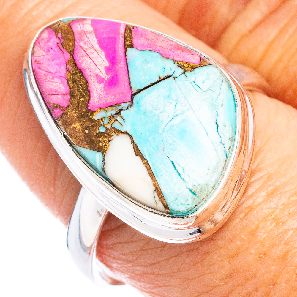 Pink Dahlia Mohave Turquoise Ring Size 9 (.925 Sterling Silver)