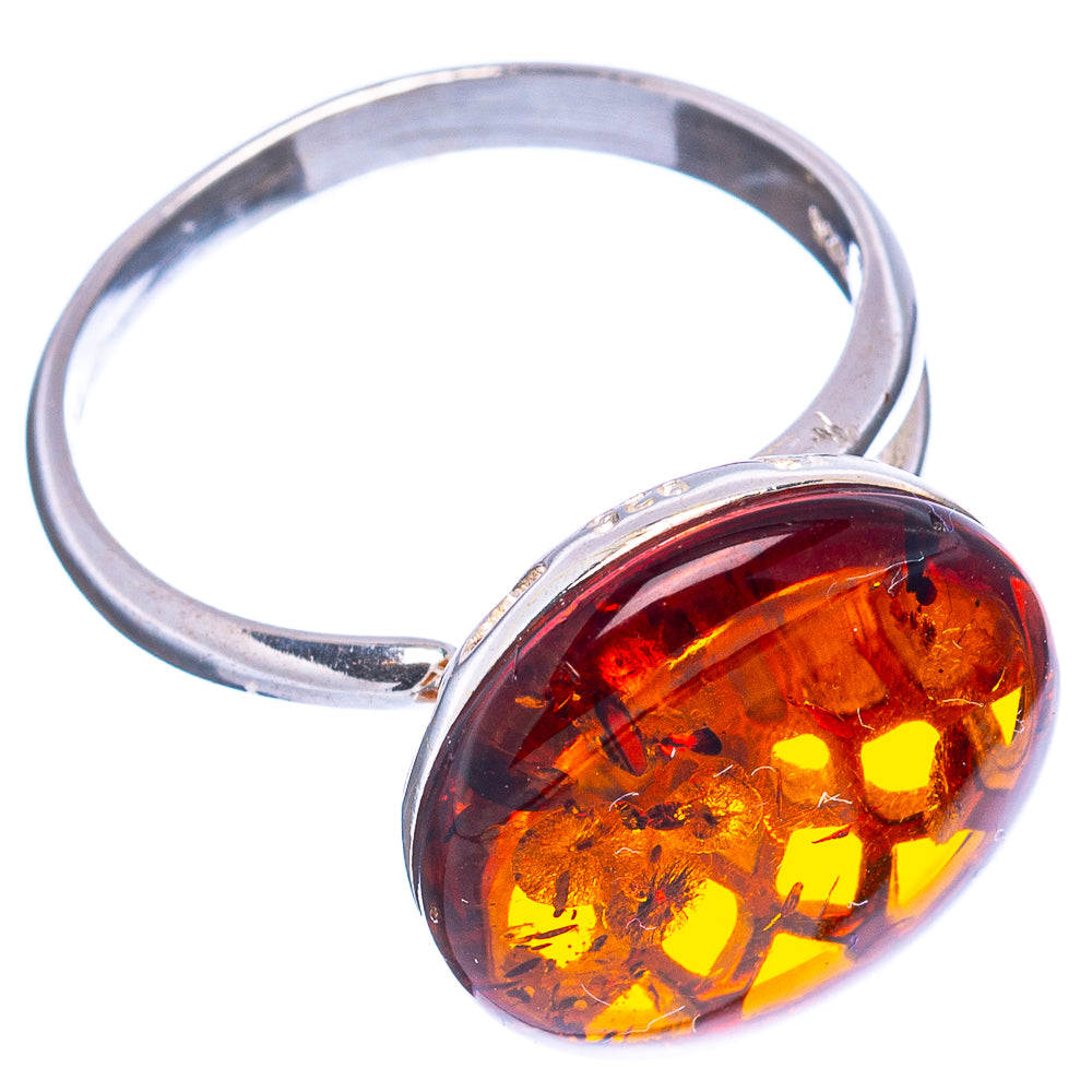 Baltic Amber Ring Size 8 Adjustable (.925 Sterling Silver)