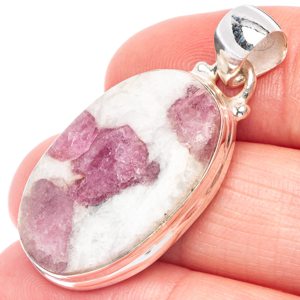 Pink Tourmaline In Quartz Pendant 1 1/2" (925 Sterling Silver) P44505