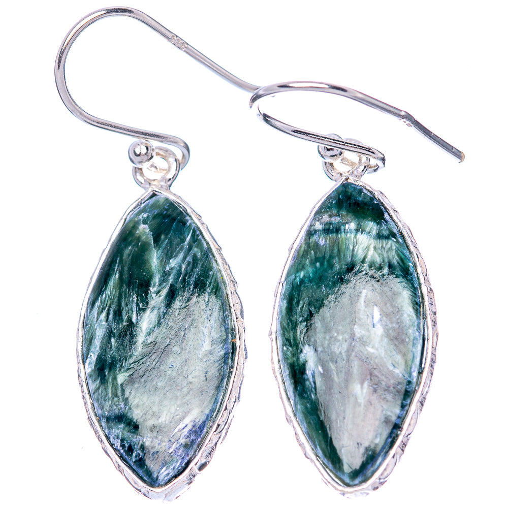 Seraphinite Earrings 1 1/2" (925 Sterling Silver) E1466