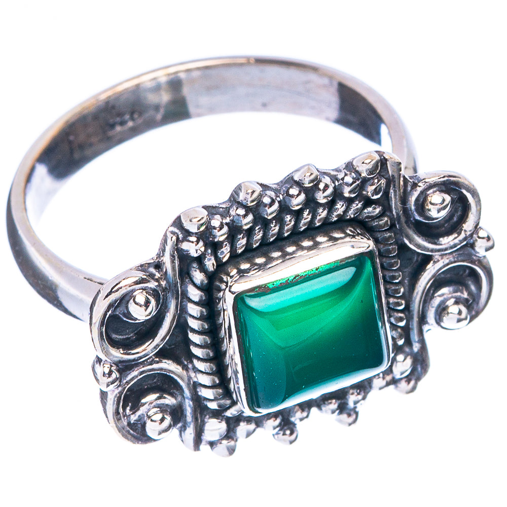 Green Onyx Dainty Ring Size 6.75 (925 Sterling Silver) R5201