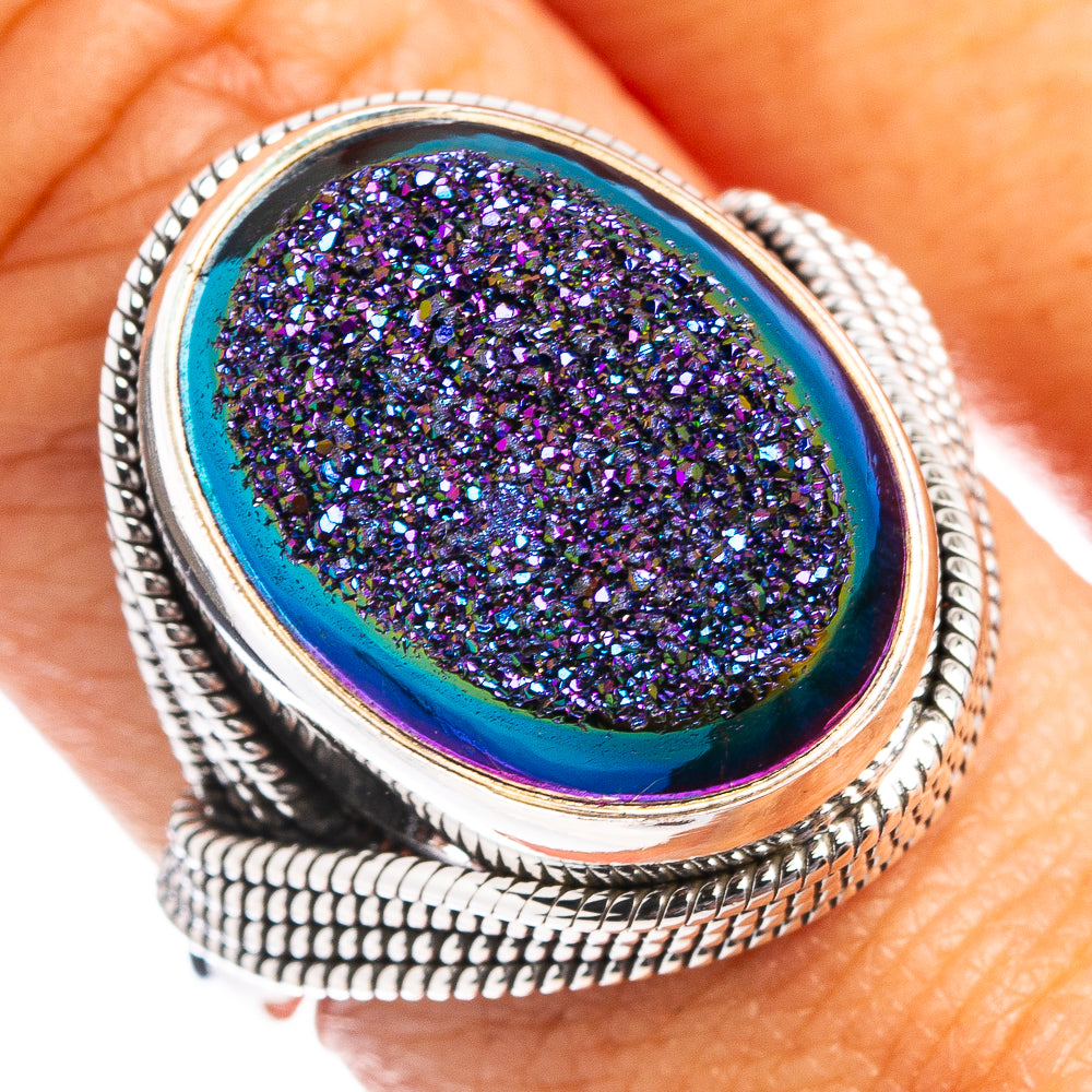 Premium Titanium Druzy Ring Size 8.75 (.925 Sterling Silver)
