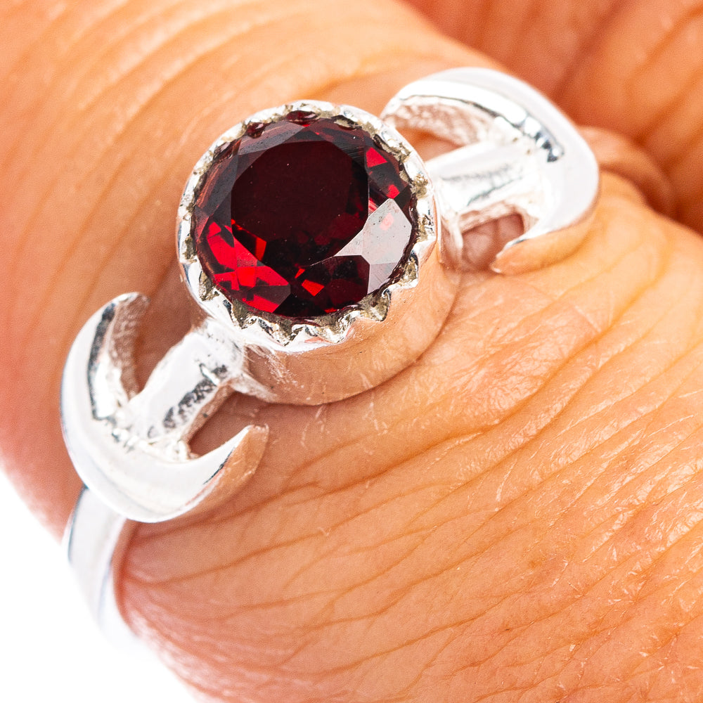 Garnet Dainty Ring Size 8 (.925 Sterling Silver)