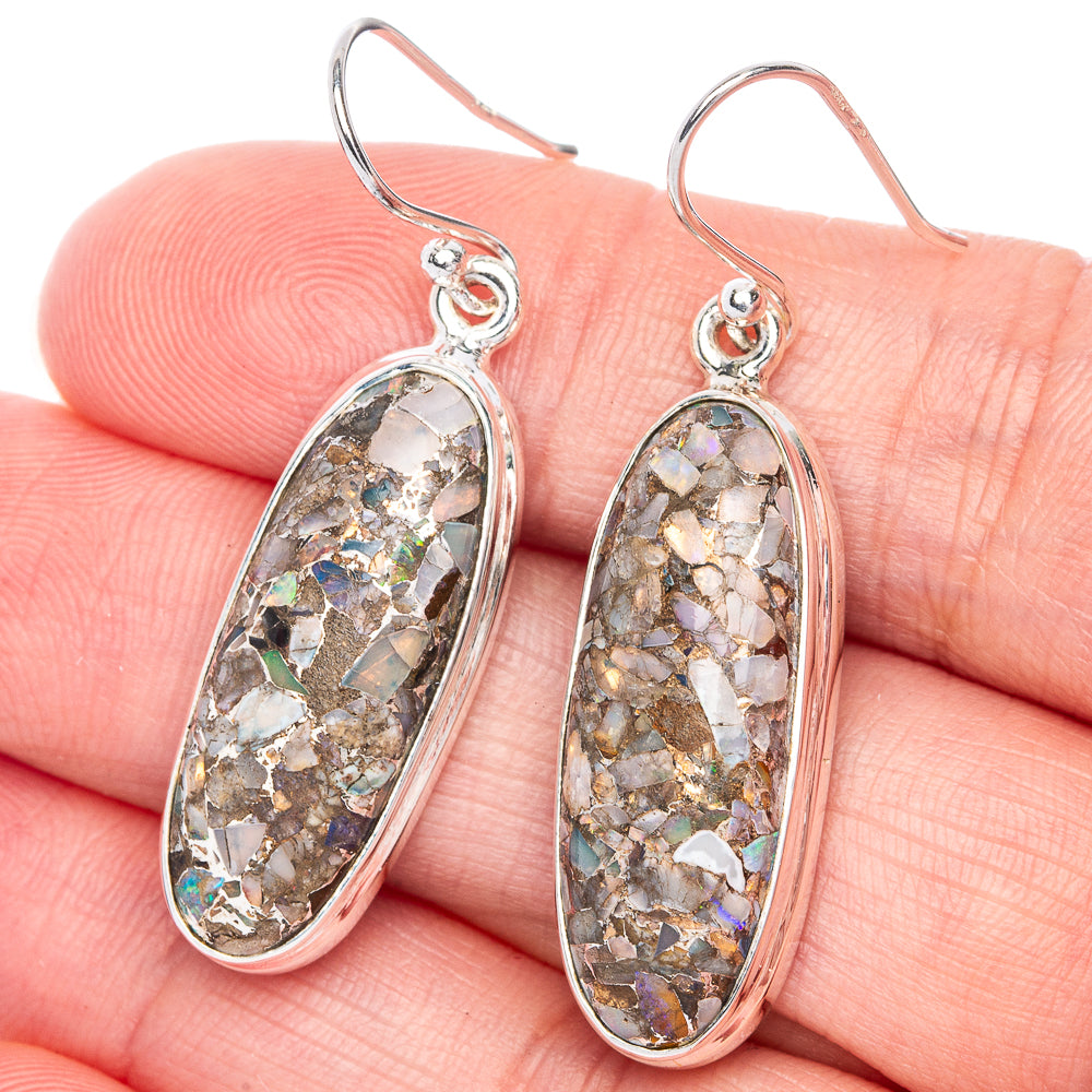 Brecciated Ethiopian Opal Earrings 1 3/4" (925 Sterling Silver) E433073