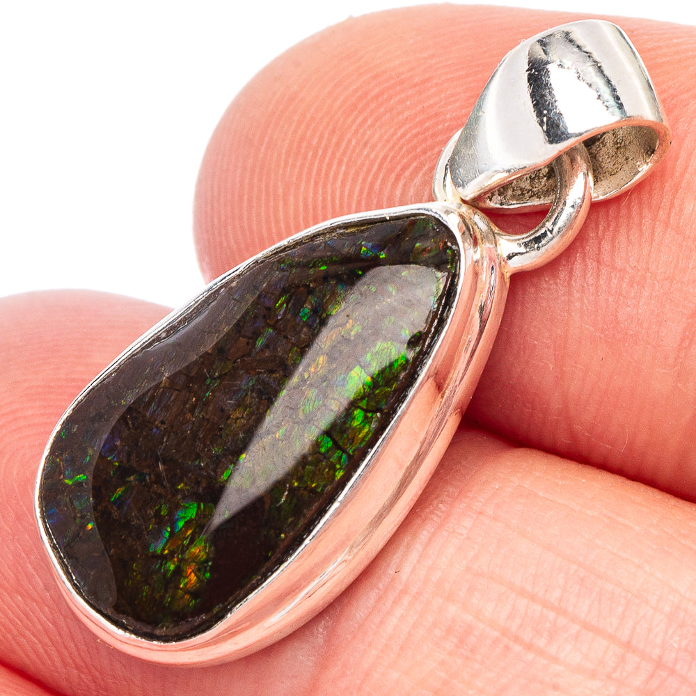 Rare Ammolite Pendant 1 1/8" (925 Sterling Silver) P44202