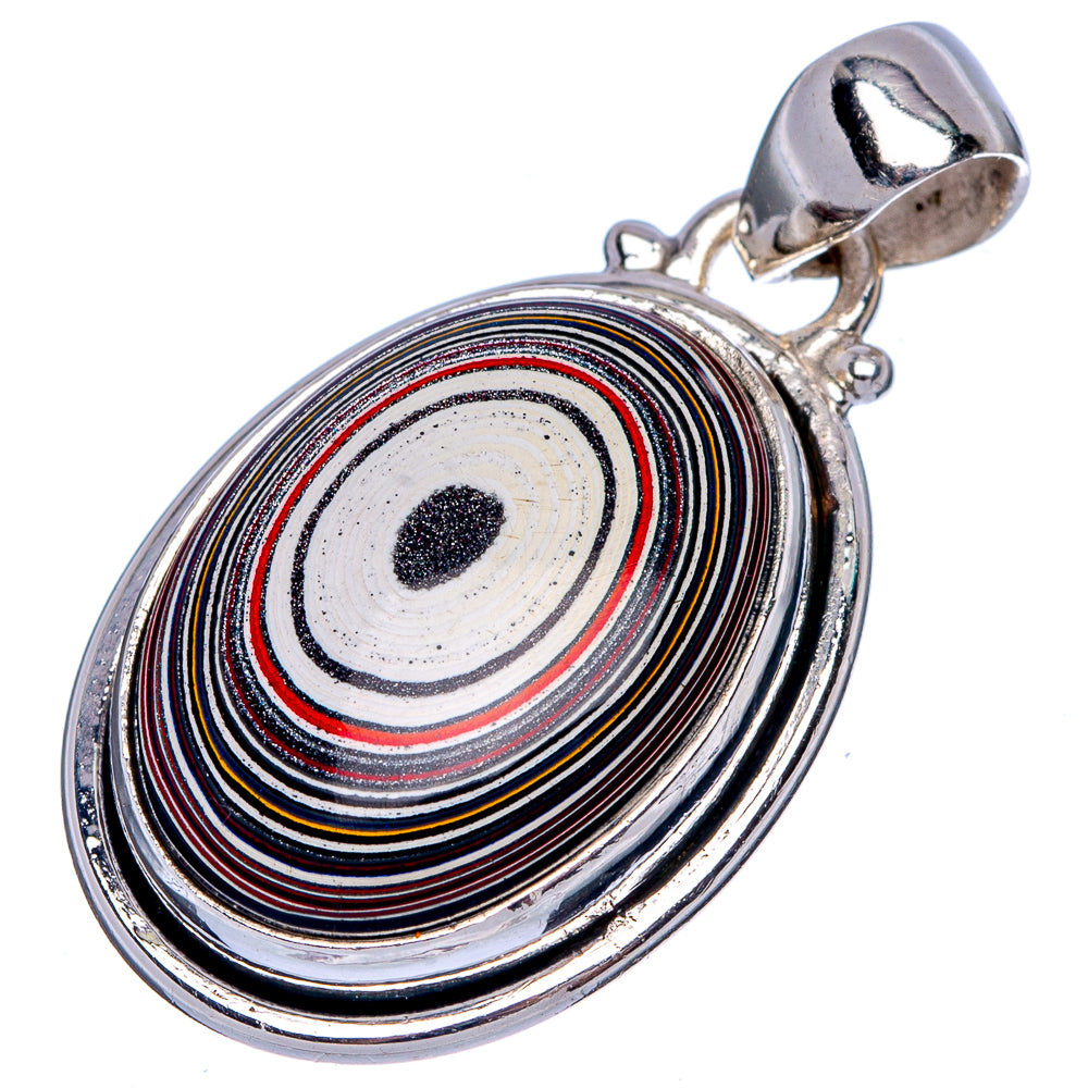 Rare Fordite Pendant 1 1/4" (925 Sterling Silver) P39977