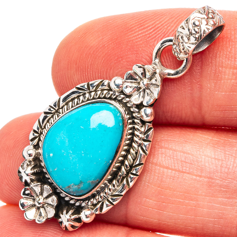 Rare Sleeping Beauty Turquoise Pendant 1 5/8" (.925 Sterling Silver)