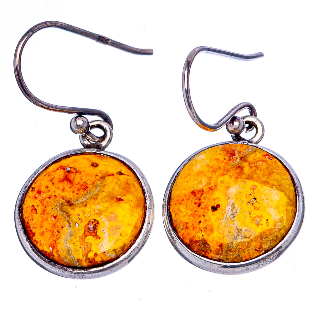 Bumblebee Jasper Earrings 1 1/8" (.925 Sterling Silver)
