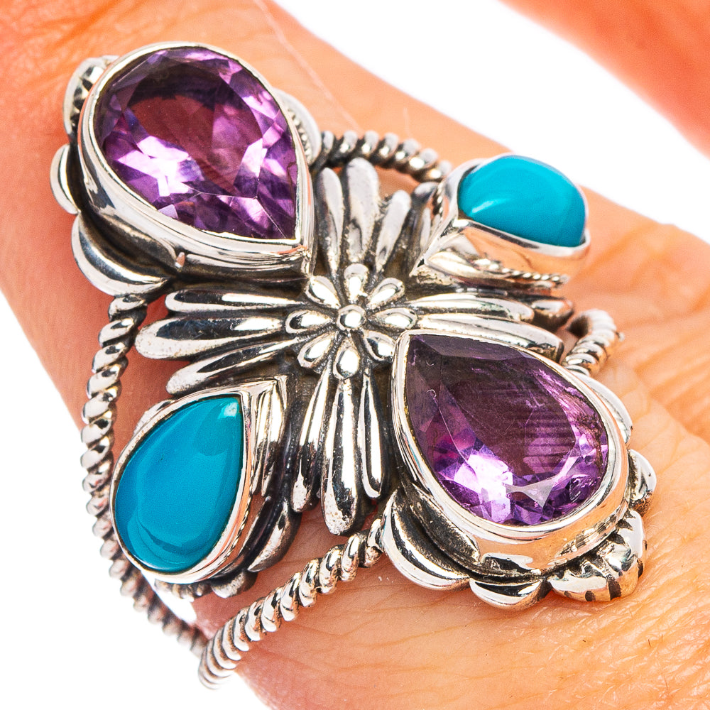 Amethyst, Turquoise Ring Size 7.25 (.925 Sterling Silver)