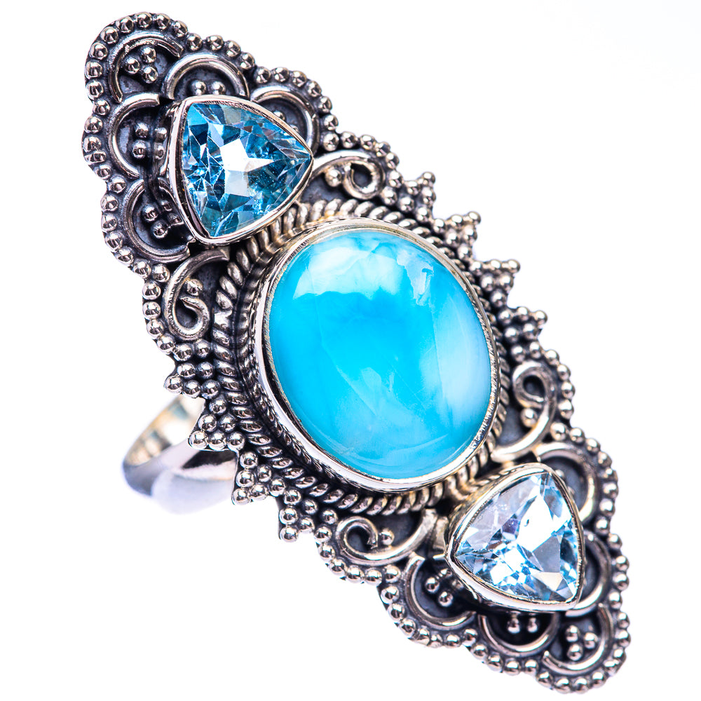 Large Larimar, Citrine Ring Size 7 (925 Sterling Silver) R140656