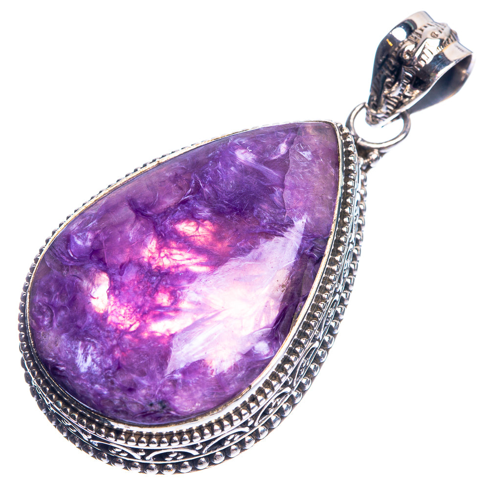 Charoite 925 Sterling Silver Pendant 1 7/8"
