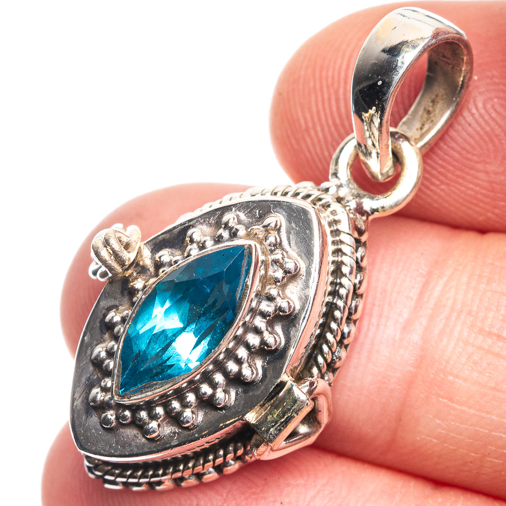 Poison Blue Topaz Pendant 1 3/8" (925 Sterling Silver) P39182