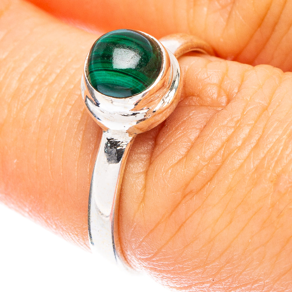 Malachite Dainty Ring Size 7 (925 Sterling Silver) R5263