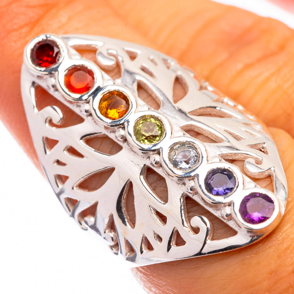 Rainbow Chakra Ring Size 7 (925 Sterling Silver) R141122