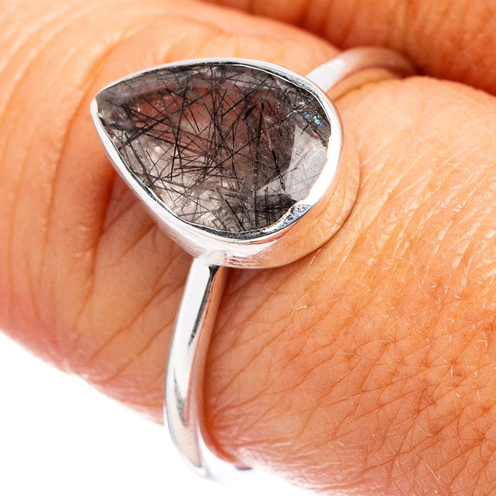 Tourmalinated Quartz Ring Size 7.75 (.925 Sterling Silver)