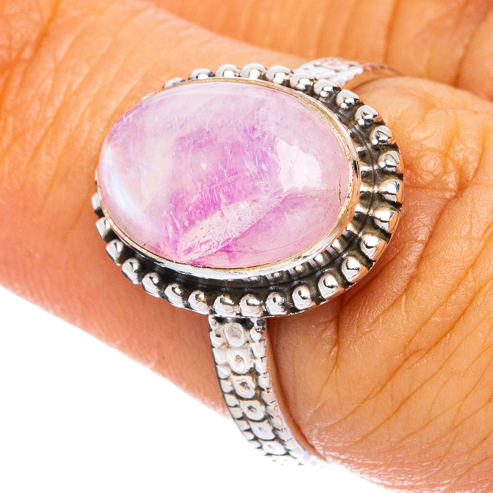 Pink Moonstone Ring Size 7.75 (925 Sterling Silver) R8214