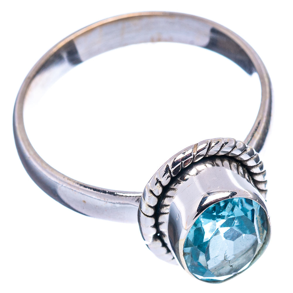 Faceted Blue Topaz Ring Size 7 (.925 Sterling Silver)