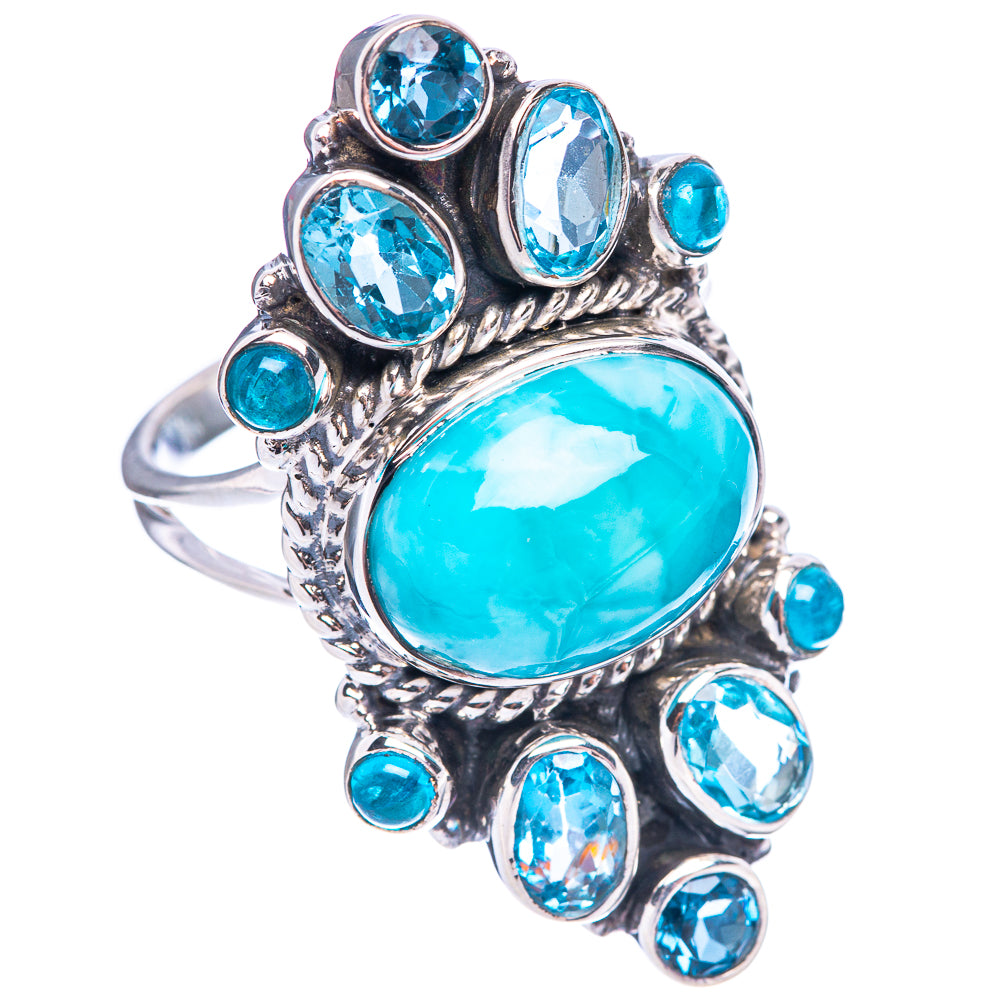 Signature Larimar, Blue Topaz Ring Size 9 (925 Sterling Silver) R1792