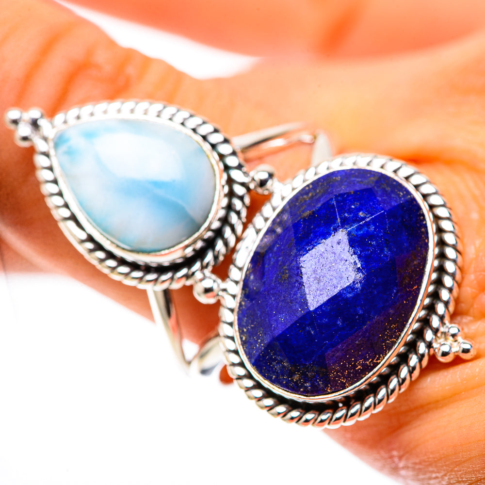 Large Lapis Lazuli, Larimar Ring Size 10.5 (925 Sterling Silver) RING138593