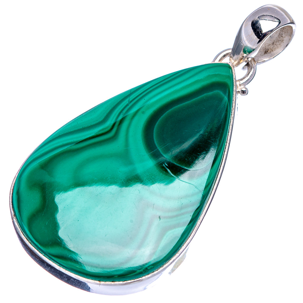 Malachite Pendant 1 7/8" (.925 Sterling Silver)