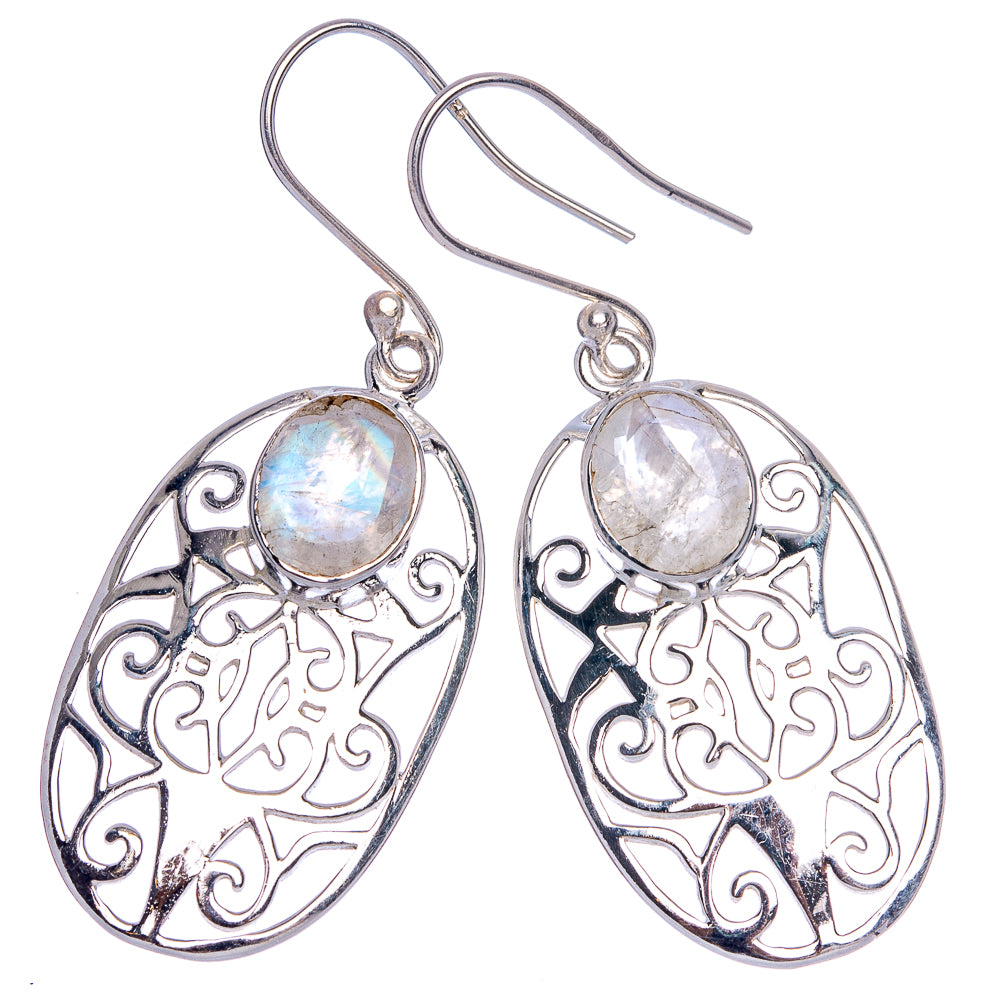 Rainbow Moonstone Earrings 1 7/8" (925 Sterling Silver) E433219