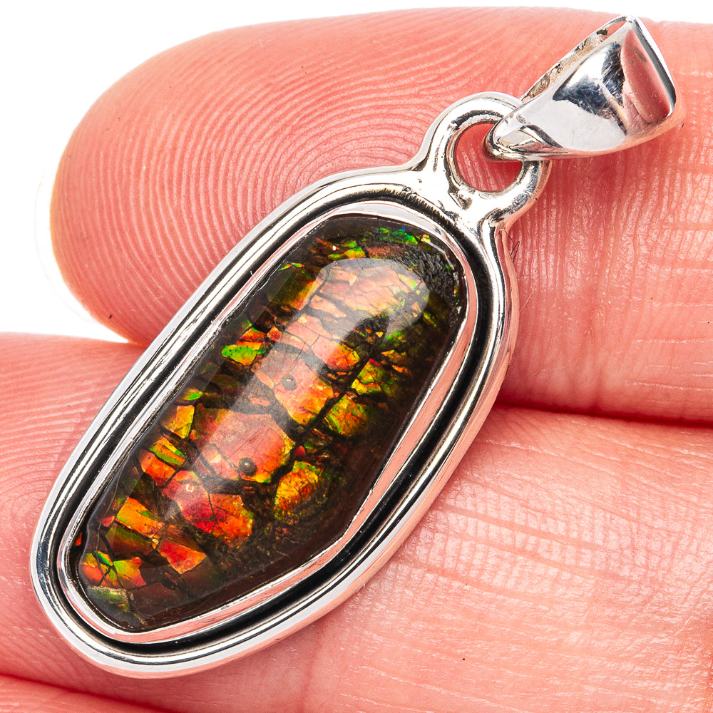 Rare Ammolite Pendant 1 3/8" (925 Sterling Silver) P41295