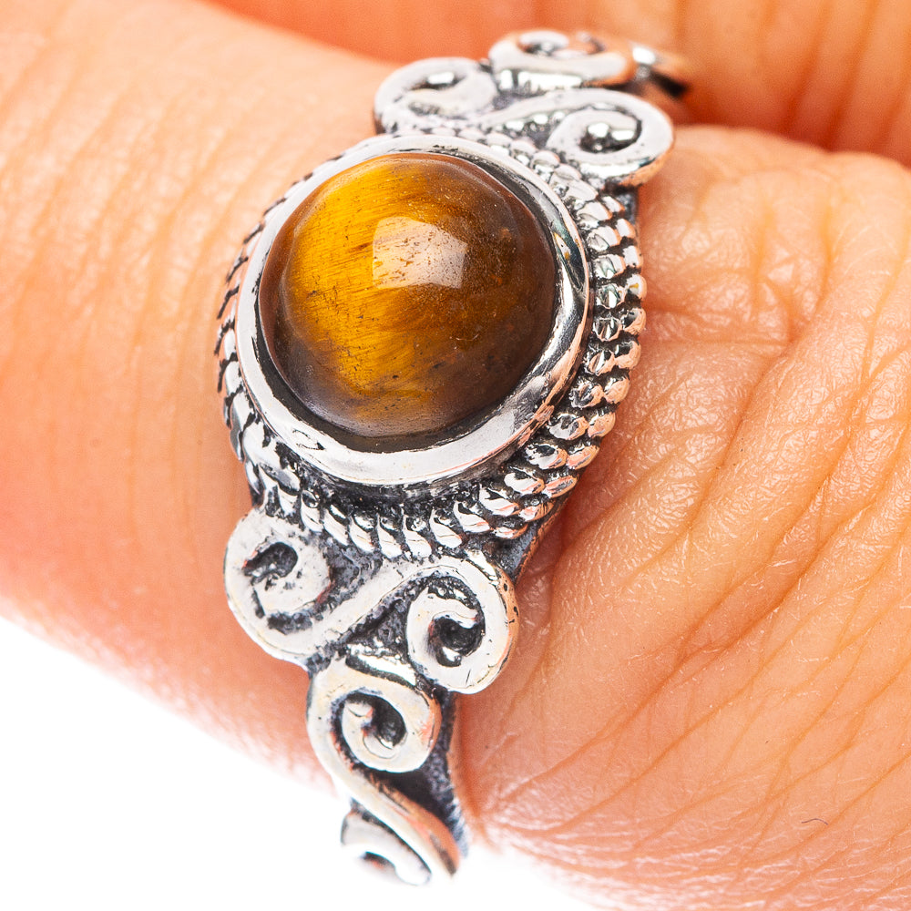 Tiger Eye Dainty Ring Size 6.5 (925 Sterling Silver) R5877